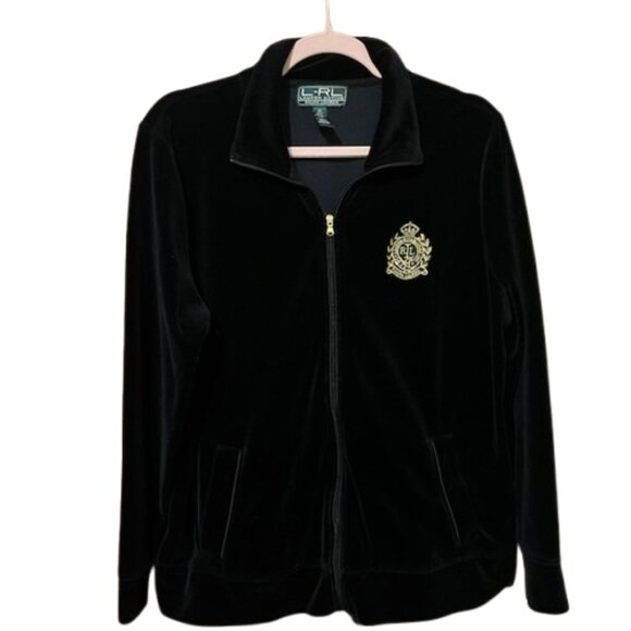 Ralph Lauren Active Black Velour Zip-Up Jacket Women’s Size 1X | Luxe Athleisure - Picture 1 of 9